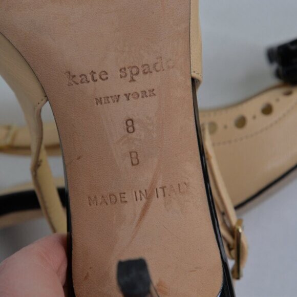 Kate Spade Leather Two Tone Slingback Heels Sz 8 - Picture 6 of 9